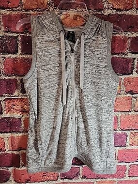 Active Life Gray Heather Sleeveless Hooded Vest